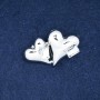 Spilla Cuori con metallo argentato e cristalli 38×24 mm +