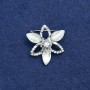 Spilla a fiore in metallo argentato con cristalli e strass bianchi, Ø 27 mm +