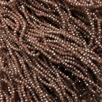 Perline cristallo ceco su filo, taglio sfaccettato opaco con placcatura, rondella sfaccettata, diametro 3×2,5 mm + -, lunghezza 36–38 cm +