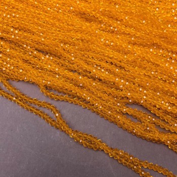 Perline di cristallo boemo su filo color zucca trasparente, rondella sfaccettata, diametro 3×2,5 mm + -, lunghezza 36-38 cm +