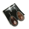 Orecchini in corniola in saldo, montatura «punto croce», pietra a goccia 3×2 cm, lunghezza 4 cm