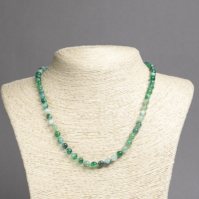 Collana di agata oculare con perline lisce, diametro 6 mm (±), lunghezza 45 cm+