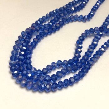 Perle su filo: Cristallo Boemo blu trasparente con riflessi petrolio, rondelle sfaccettate, diametro 8×6 mm, lunghezza 40–42 cm +
