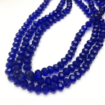 Perle blu scuro di cristallo ceco su filo di nylon, rondelle sfaccettate, diametro 8x6 mm, lunghezza 40-42 cm +
