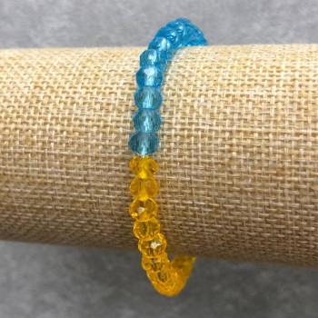 Bracciale elastico in cristallo ceco «Ucraina» con rondelle sfaccettate, diametro 6×4 mm, lunghezza 18 cm