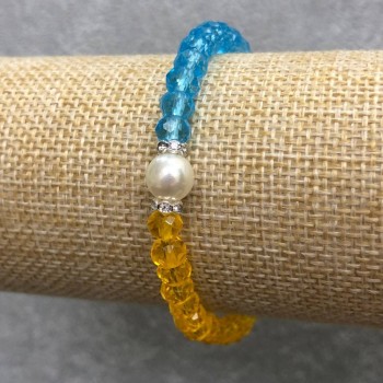 Bracciale elastico in cristallo ceco e acrilico con rondelle sfaccettate dall'Ucraina, diametro 6×4 mm, lunghezza 18 cm