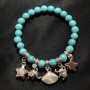 Bracciale con turchese e pendenti, diametro 8 mm, lunghezza 18 cm