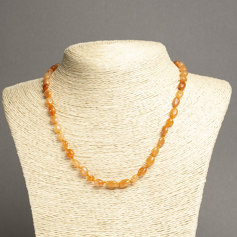 Collana in Avventurina rosa con perline sfaccettate, diametro 6×8 mm, lunghezza 45 cm (+/-)
