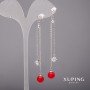 Orecchini Xuping con perle di Maiorca e pietre bianche, rodio 8×80 mm
