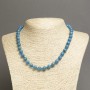 Collana in jasper imperiale azzurro (pressate) palline lisce, diametro 8 mm ±, lunghezza 45 cm ±