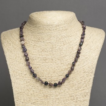 Collana in charoite naturale lavorata a perline 7×8 mm, lunghezza 45 cm+