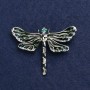 Spilla «Farfalla» metallo argentato, smalto e strass 44×60 mm +