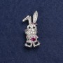 Spilla Coniglietto argentato in metallo e strass 42x19 mm +