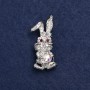 Spilla Coniglietto grigio-argentato con metallo e strass 42×19 mm +