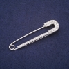 Spilla-fermaglio con strass bianchi, 72×18 mm, metallo argentato