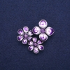 Spilla-pendente Fiore con ametista e smalto viola, metallo argentato 36×46 mm