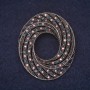Spilla Accent 45x39 mm con strass, colore rosa, blu e cangiante, metallo argentato