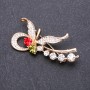 Spilla a forma di farfalla con strass multicolori e metallo dorato 55×25 mm