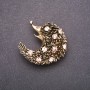 Spilla con strass rosa 42×42 mm in metallo dorato