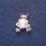 Spilla «Rana con perla bianca» colore metallo argento 3×2,5 cm