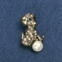 Spilla «Cucciolo con pallina» 3,5×2 cm, finitura oro brunito