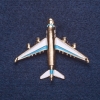 Spilla 'Aereo' smalto bianco e azzurro, colore metallo oro, 4x5 cm