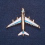 Spilla 'Aereo' smalto bianco e azzurro, colore metallo oro, 4x5 cm