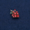 Spilla-pendente Uva, metallo dorato con pietre rosse 29x20 mm +