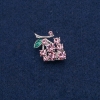 Spilla-pendente «Uva», metallo argentato con pietre rosa 29×20 mm +