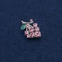 Spilla-pendente «Uva», metallo argentato con pietre rosa 29×20 mm +