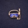 Spilla Maschera 30x28mm smalto marrone e blu e metallo dorato