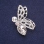 Spilla a forma di farfalla con strass e pietre bianche, 45×29 mm, metallo argentato