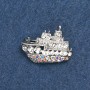 Spilla Nave argentata scura con strass 20×28 mm +
