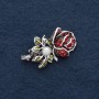 Spilla «Rosa» 4×2,5 cm, strass, smalto, metallo grigio