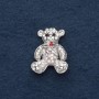 Spilla «Orsetto» 3×2 cm metallo grigio, strass camaleonte