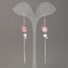 Orecchini Xuping placcato oro 18K con occhio di gatto rosa e cristalli bianchi, diametro 13 mm +/-, lunghezza 100 mm +/-