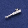 Spilla mazza da baseball con strass, metallo argentato 13×40 mm