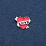 Spilla «Cuore» smalto rosso, colore metallo dorato