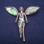 Spilla Angelo con incastonatura di haliotite, metallo argentato