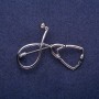 Spilla a stetoscopio in metallo grigio 44x30 mm