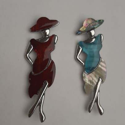 Spilla con ciondolo «Dama con Madreperla e Haliotite» 80×30 mm +