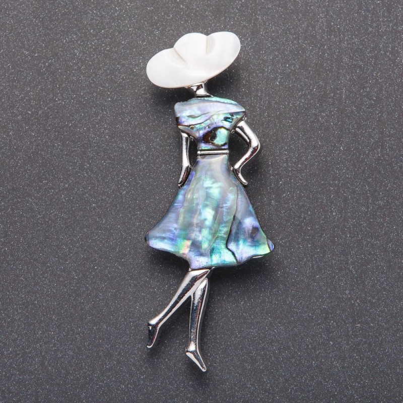 Spilla-ciondolo «Madama Haliotis» 8,4 × 3 cm