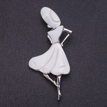 Pendente-kinesh «Signora Madreperla» colore metallo «argento», lunghezza 8,4 cm