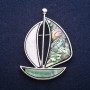 Spilla-ciondolo «Nave» con haliotis e madreperla 62x45 mm