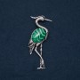 Spilla-pendente Airone con pietra naturale malachite 80x30 mm
