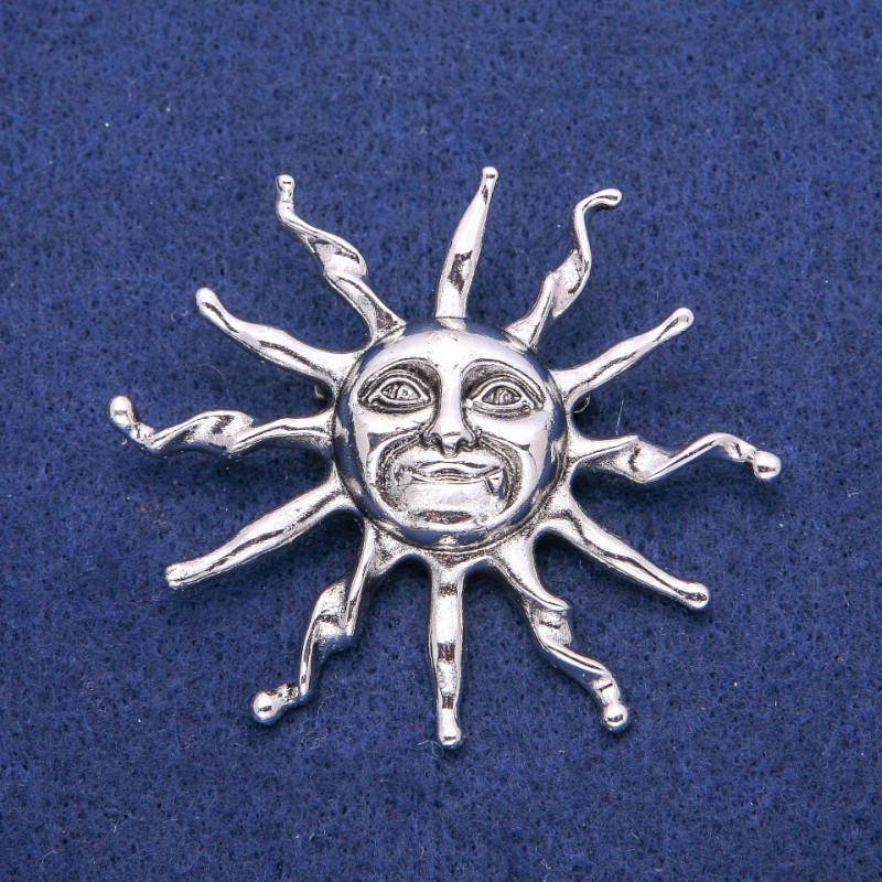 Spilla Pendente Sole 53×62 mm, metallo argentato