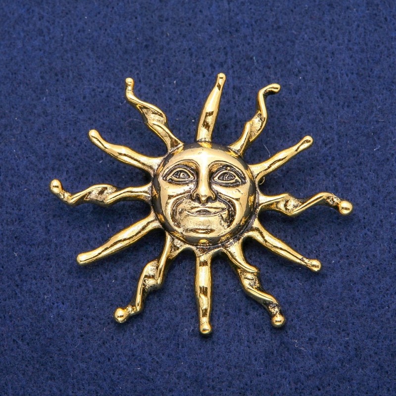 Spilla pendente Sole 53×62 mm, metallo dorato