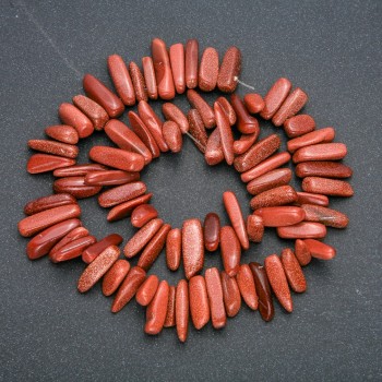 Filo di Avventurina naturale «Sabbia dorata» granellino a forma di ago, diametro 20x6 mm, lunghezza 40 cm +