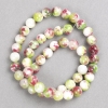 Perline verdi, verde scuro-rosa e bianche 'tormalina' (acrilico artificiale) su filo, sfere lisce, diametro 8 mm (+/-), lunghezza 40 cm (+).