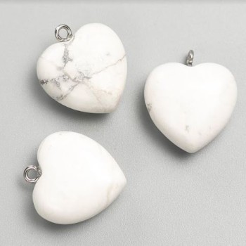 Pendente a cuore in kaolonite, diametro 27x25x10 mm+